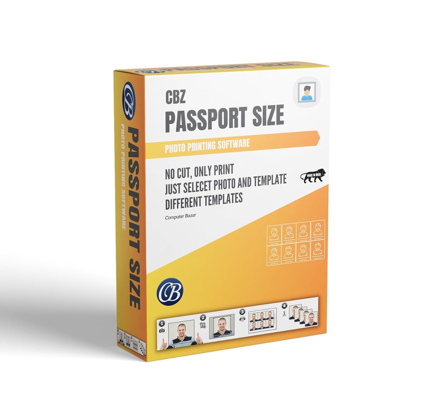 COMPUTER BAZAR Passport Size Photo Printing Software | Print Passport Photos in Just 2 Minutes | Different Template (License Key Card)